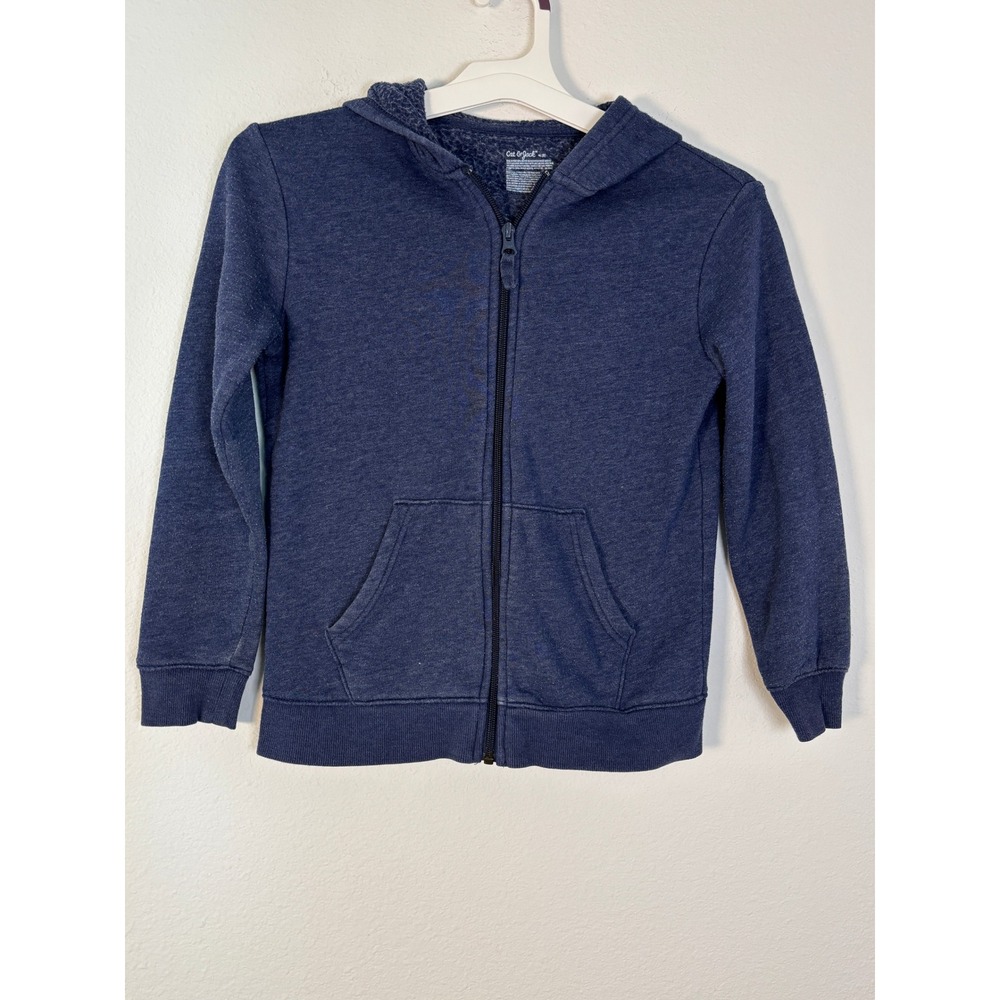 Cat & Jack Boys Navy Blue Zip Up Hoodie Fleece Sweatshirt Size M 8